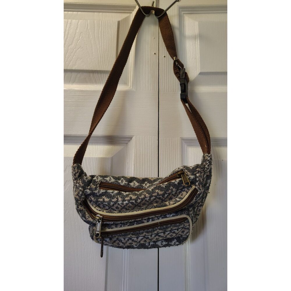 Sun Woven Tapestry Fanny Pack Geometric Diamond Waist Bag Crossbody Travel Pouch